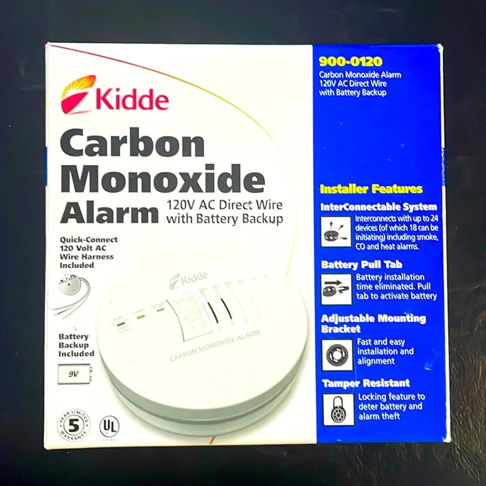 NIB Kidde Carbon Monoxide Alarm 12V AC Direct Wire with Battery Backup Unopened - Picture 1 of 9